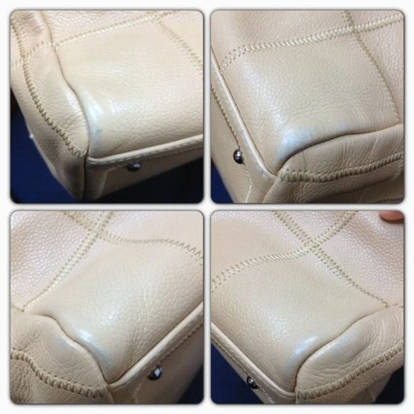 AUTHENTIC 2004 CHANEL LAX SQUARE STITCH CAFE o'LAIT SOFT CAVIAR LEATHER HANDBAG - Picture 11 of 12